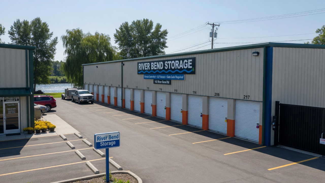 Self storage facility with drive-up units